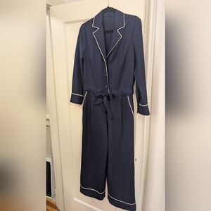Wool and Silk Romper, Navy Blue